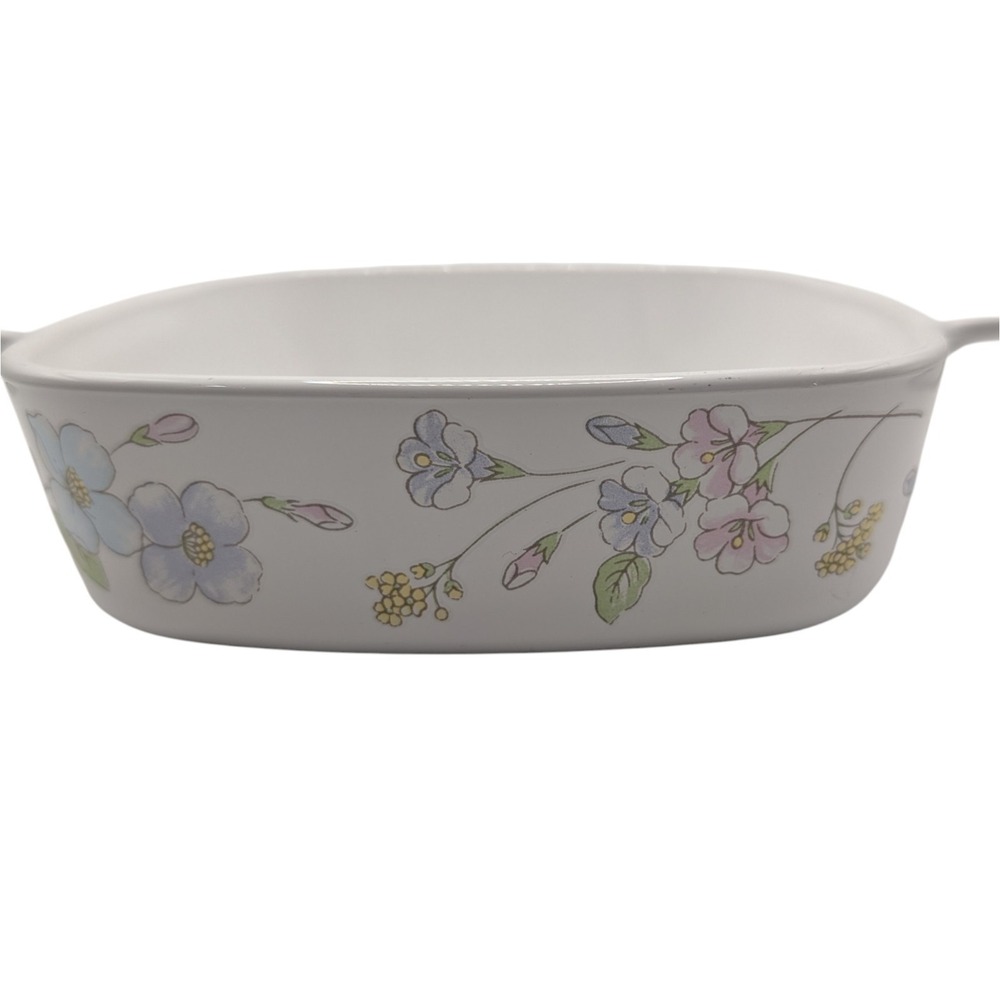 Corning Ware Pastel Bouquet Casserole Dish One Liter‎  Vintage 1989 Square SEE